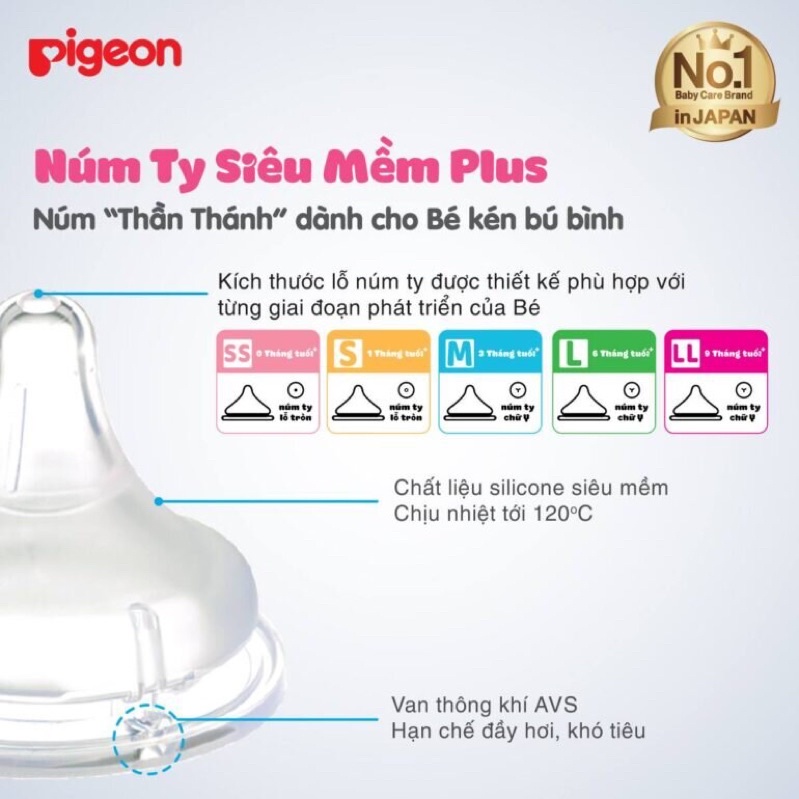 Chính hãng - Bình sữa Pigeon Softouch cổ rộng dung tích 160ml và 240ml- PPSU cao cấp