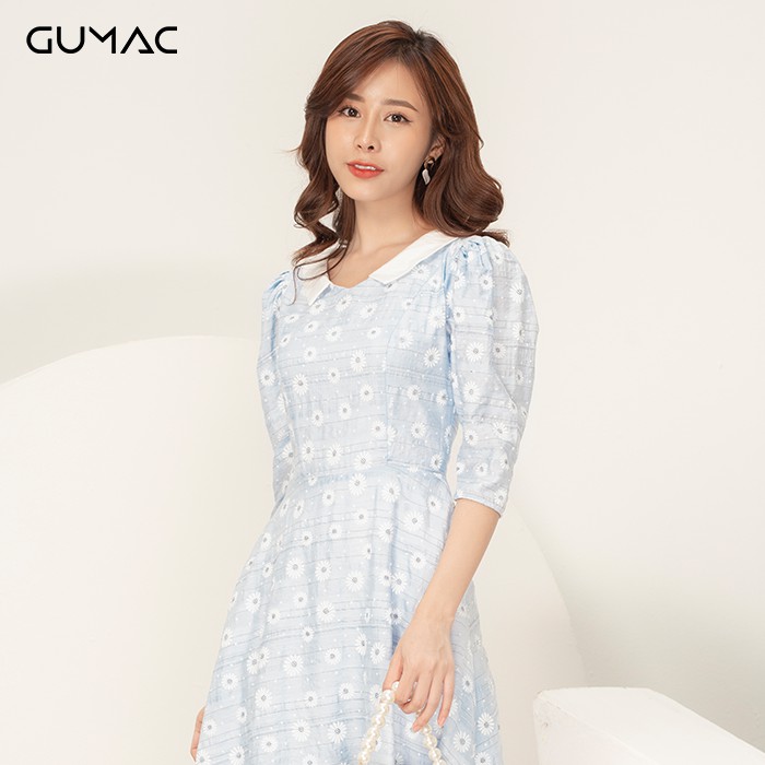 Đầm hoa phối cổ trắng GUMAC DA9103