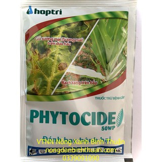 Phytocide 50WP Bệnh sương mai trên cà chua, bệnh giả sương mai trên dưa hấu. Bệnh chết nhanh trên tiêu vàng lá, rụng lá,