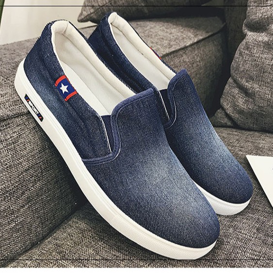 Giày Lười Vải jean Nam phong cách hàn quốc SPIO A034 xanh