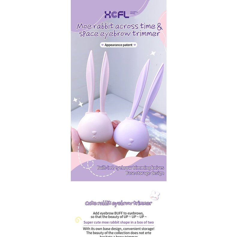 Set 2 Dao Tỉa Lông Mày Màu Trắng Hình Thỏ Dễ Thương