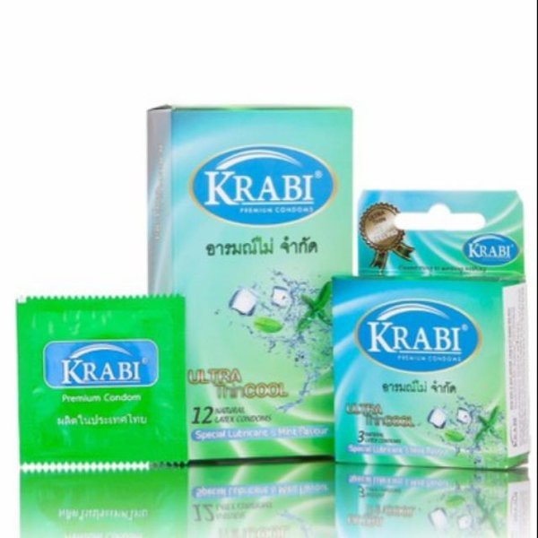 Bao Cao Su Krabi [GÂY TÊ MÁT LẠNH] Siêu Mỏng Tinh Chất Bạc Hà BCS04