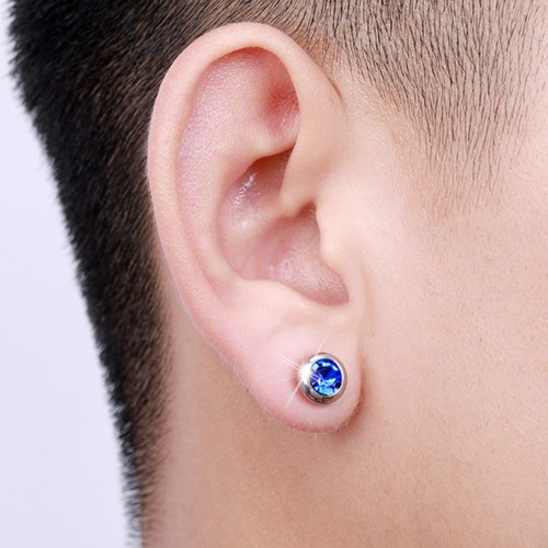 Bông Tai Nam Đính Đá Nhân Tạo Titan Ko Đen TT 3381