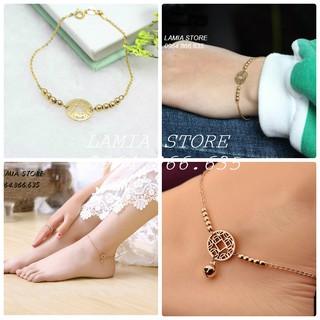 Combo lắc tay + lắc chân nữ mặt kim tiền đón tài lộc giá tốt.Combo hot 2018