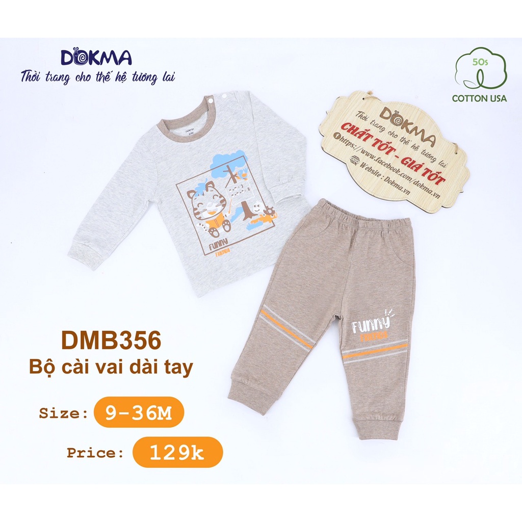 Bộ dài tay bộ thu đông cho bé Dokma dài tay bé trai, bé gái Cotton cao cấp mềm mại mẫu mới 2021