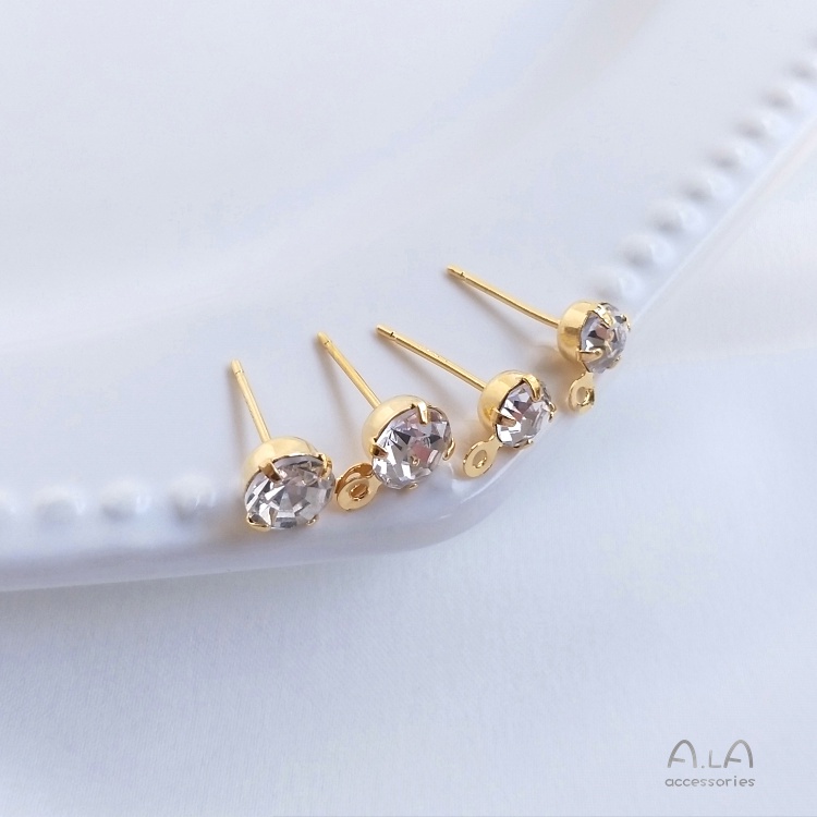Bông Tai Mạ Vàng 18K Đính Đá Zircon Dạng Treo Có Thắt Lưng Thủ Công diy