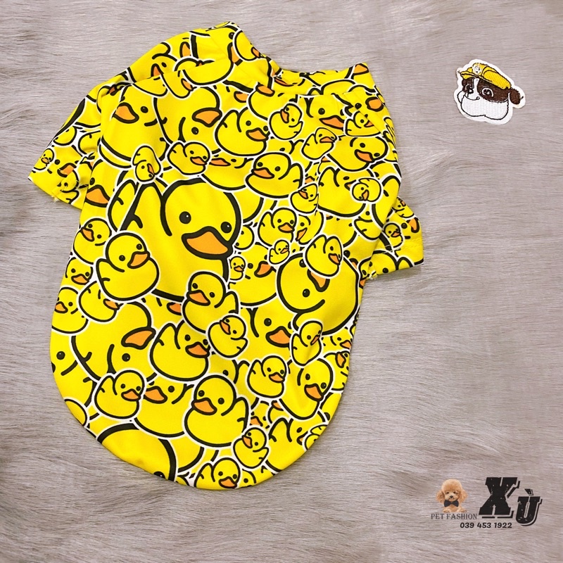 Áo poly hoạ tiết vịt vàng đáng yêu cho chó mèo, thú cưng siêu mát mùa hè
