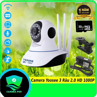 Camera Kèm Thẻ 32GB - Camera Yoosee 3 Râu Siêu Sắc Nét 2.0 Full HD 1080P