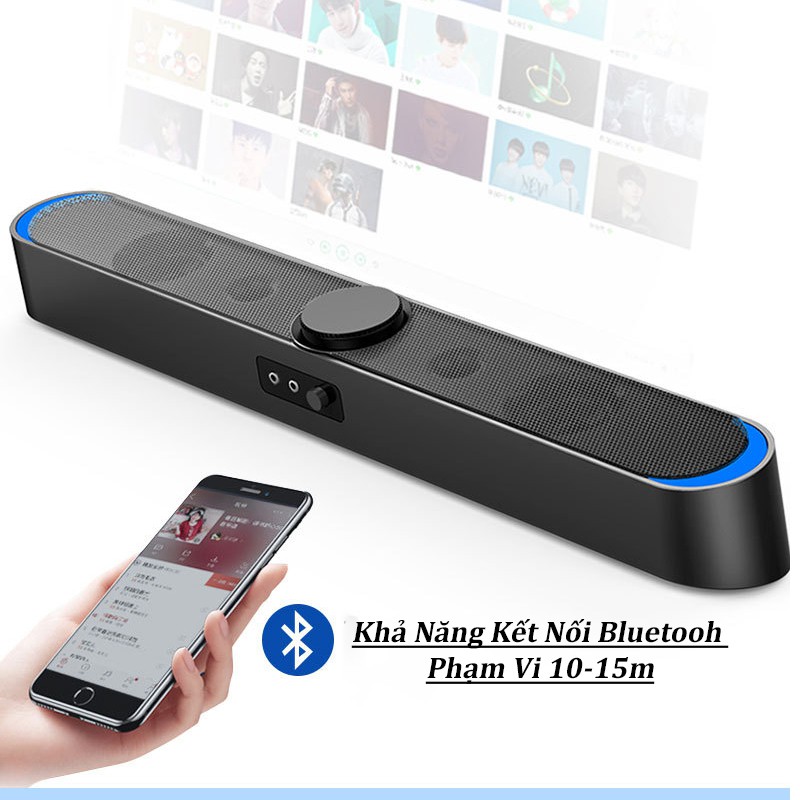 Loa Thanh Gaming Soundbar SADA V-198 Hỗ Trợ Bluetooth, Karaoke, Hiệu Ứng Đèn Led Dùng Cho Máy Vi Tính PC, Laptop, Tivi