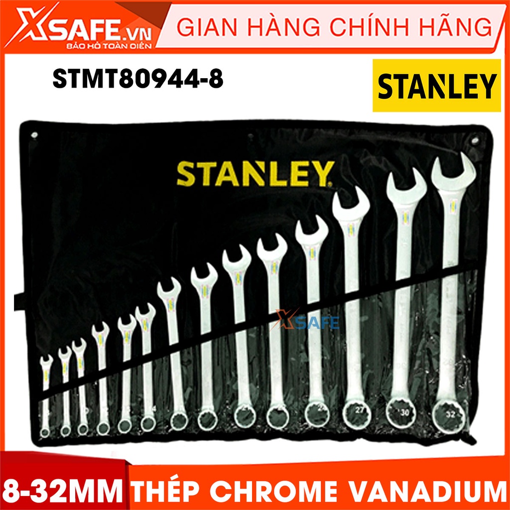 Bộ 14 cờ lê 8-32MM STANLEY STMT80944-8 thép Chrome Vanadium, đầy đủ kích thước, chống trượt, túi đựng chịu tải cao