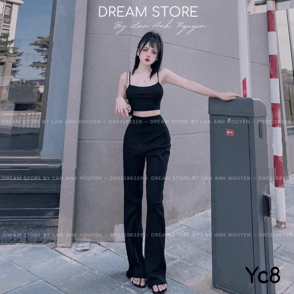 (MẪU MỚI) SET THUN GÂN BODY ÁO 2 DÂY QUẦN SUÔNG TÔN DÁNG SIÊU HOT PU HHP FASHION