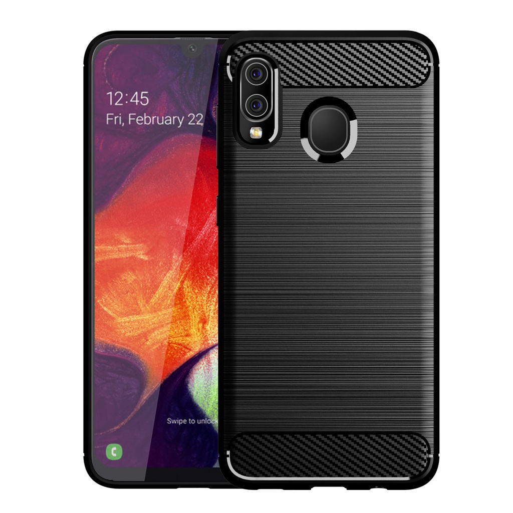 Ốp Điện Thoại tpu Silicone Mềm Chống Sốc Họa Tiết Sợi Carbon Cho Samsung Galaxy A20 A30 M10S Wide4
