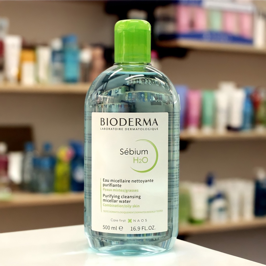 Nước Tẩy Trang Bioderma Sebium H2O (xanh lá) dành cho da dầu mụn 500ml