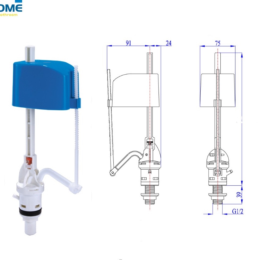 Bộ xả nước bồn cầu 1 khối liền 2 nút nhấn, bộ xả nước bồn cầu liền khối