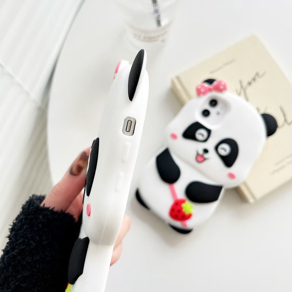 Ốp Điện Thoại Silicon Hình Gấu Trúc 3D Cho iPhone 4 4s 5 5s6 6s 7 8 Plus SE 2020 5 6 7 13 Pro Max 12 Pro Max 11 Pro Max Xs Max XR