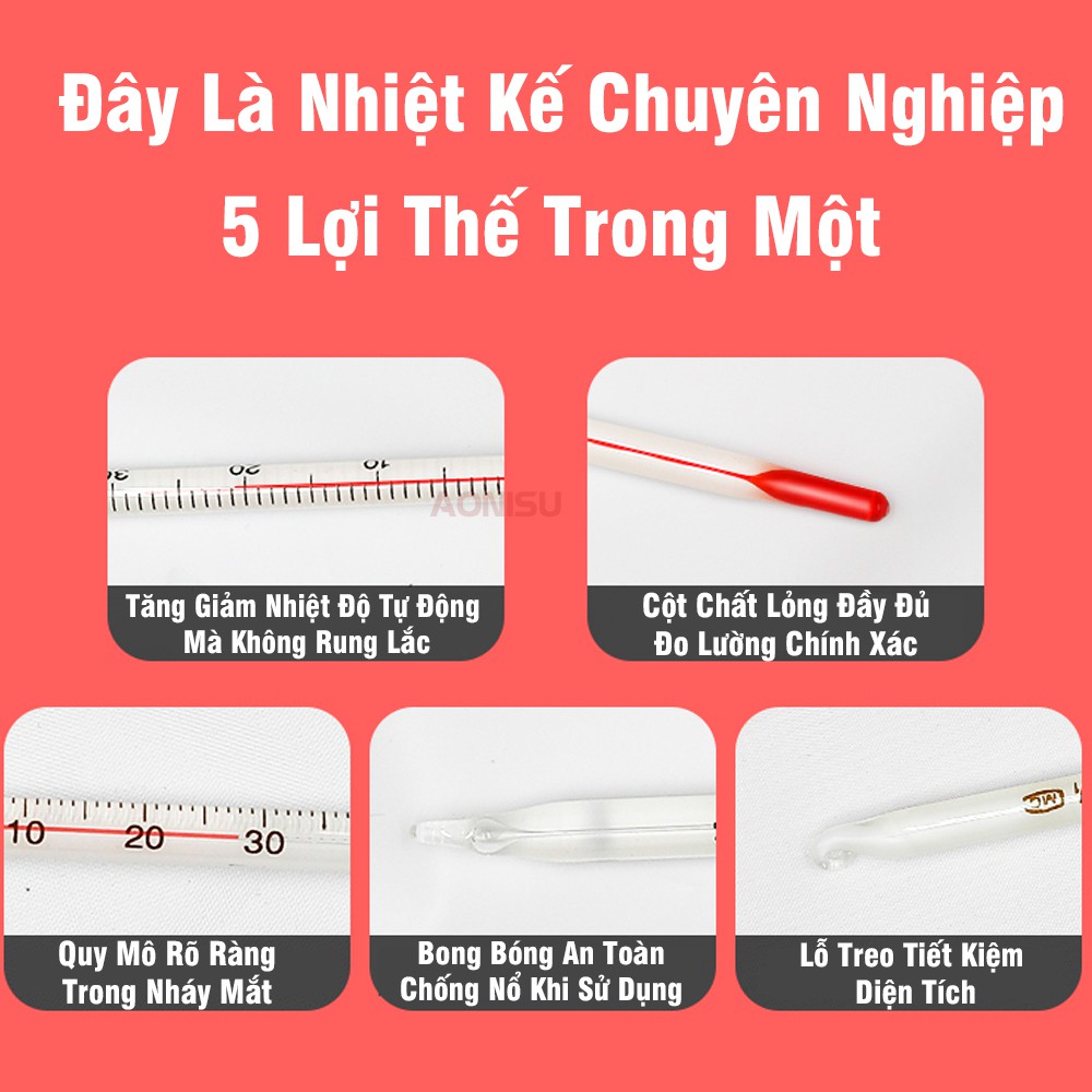 Nhiệt Kế Thủy Ngân 200 Độ - Cây Đo Nhiệt Độ Nước ( Shop Có Bán Loại 100 Độ, 200 Độ, 300 Độ ) AONISU