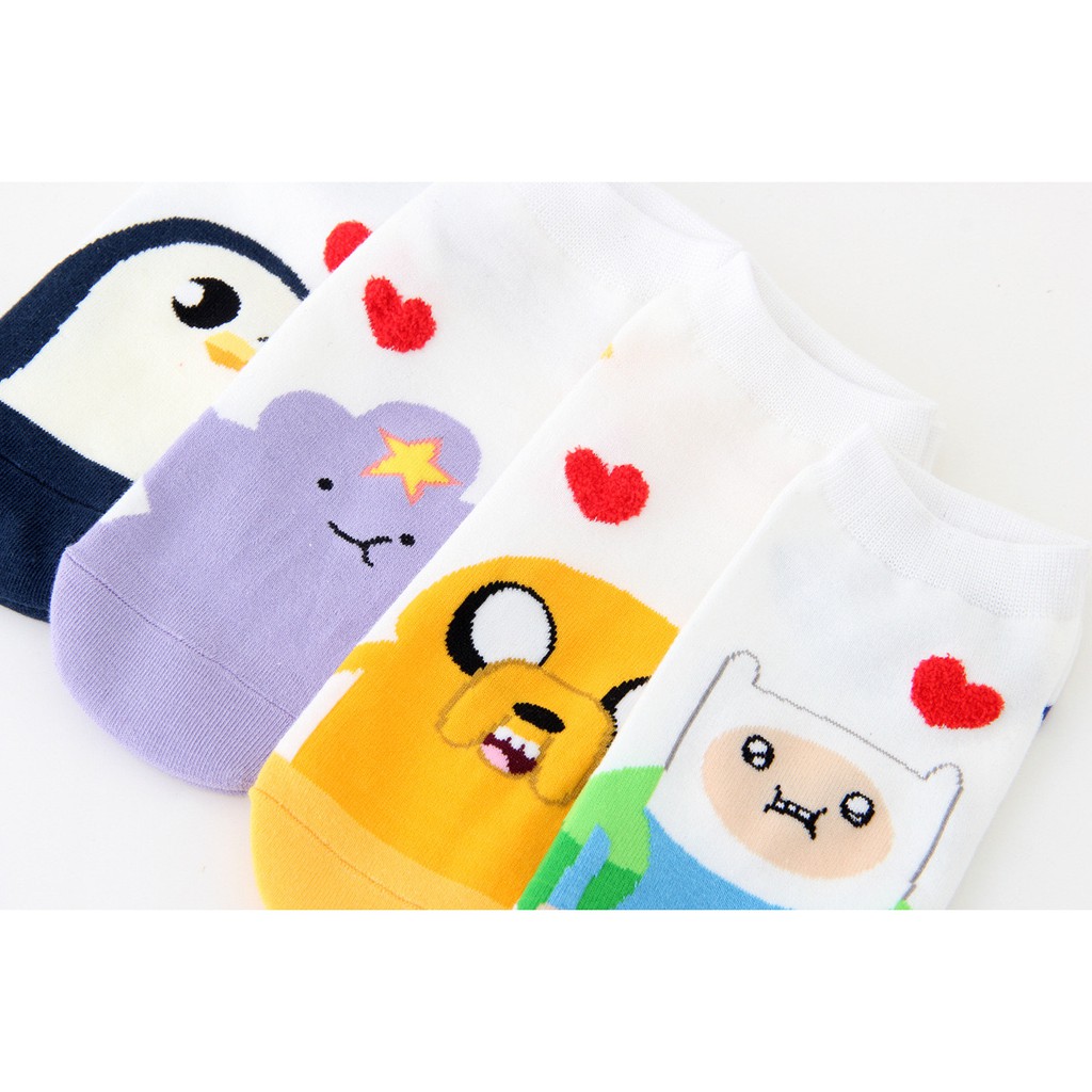 Vớ Ngắn Cổ Adventure Time Tất cổ thấp Dễ thương In hình hoạt hình cute Vớ nữ cổ ngắn Cotton