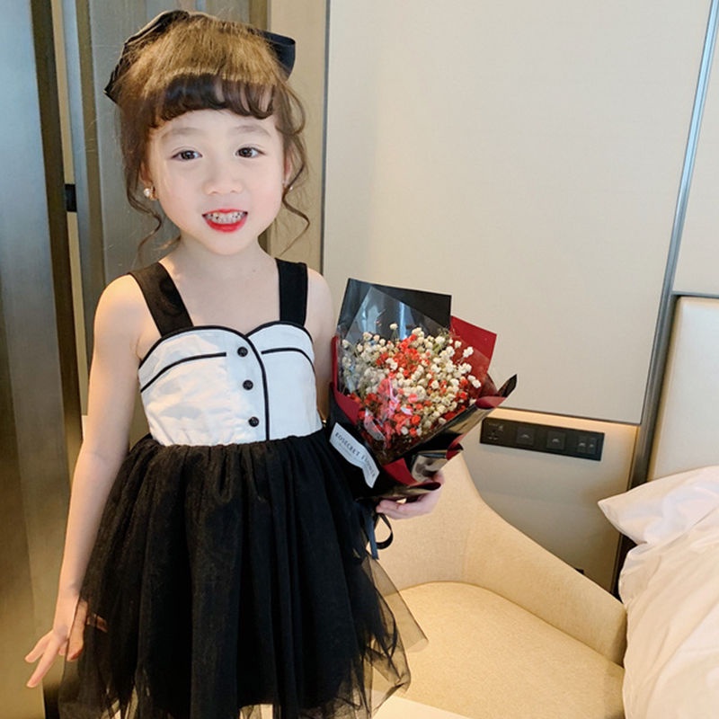 Đầm Công Chúa Không Tay Chất Liệu Cotton Phối Ren Lưới Thời Trang Mùa Hè Cho Bé Gái