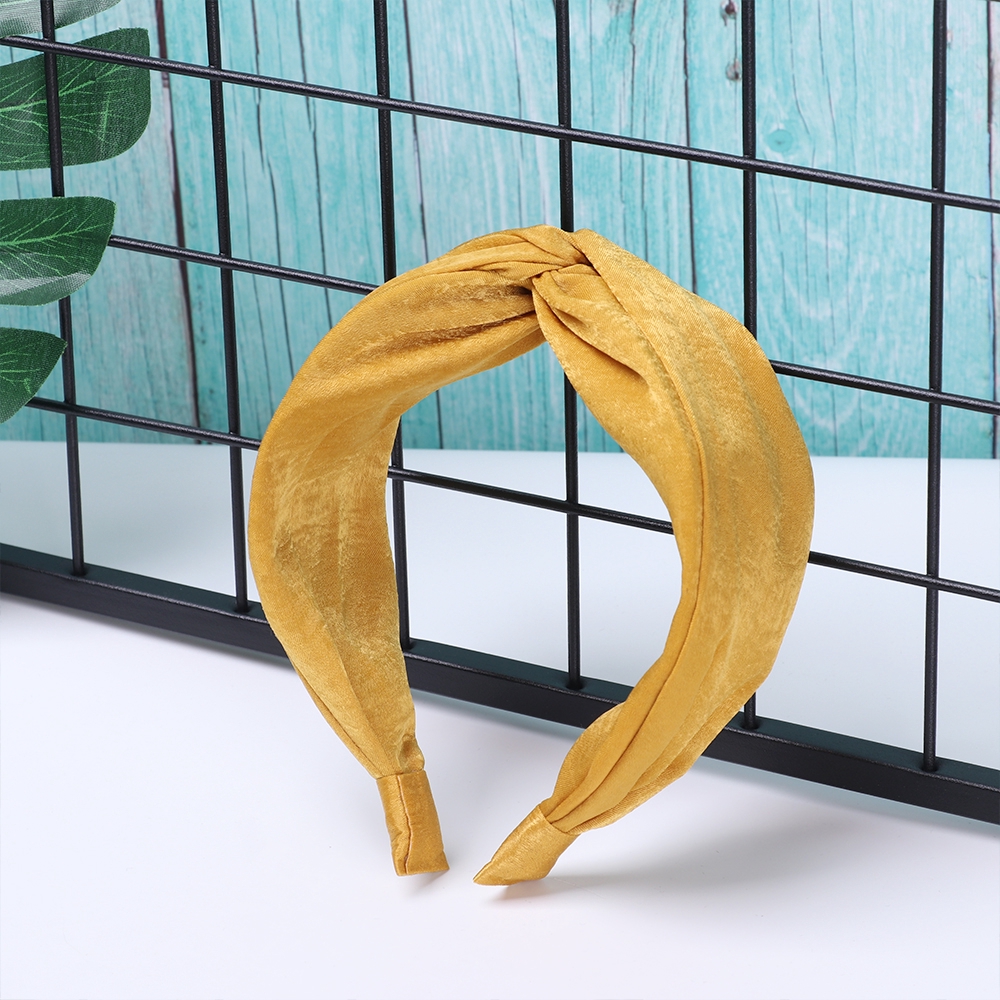 Băng đô cài tóc vải chiffon phối cotton bản to cho nữ