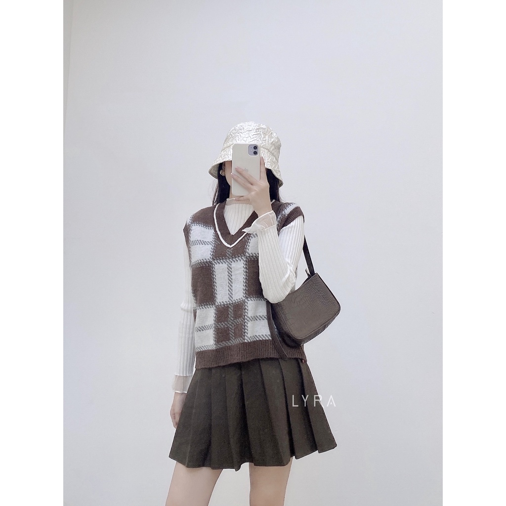 Áo ghile len kẻ cảo nữ LYRA, chất len mịn dày dặn họa tiết kẻ ô xinh xắn-VSYAL0009 | BigBuy360 - bigbuy360.vn