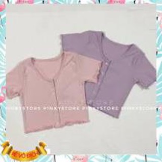 Áo croptop nút 2 màu giới hạn - lunashop