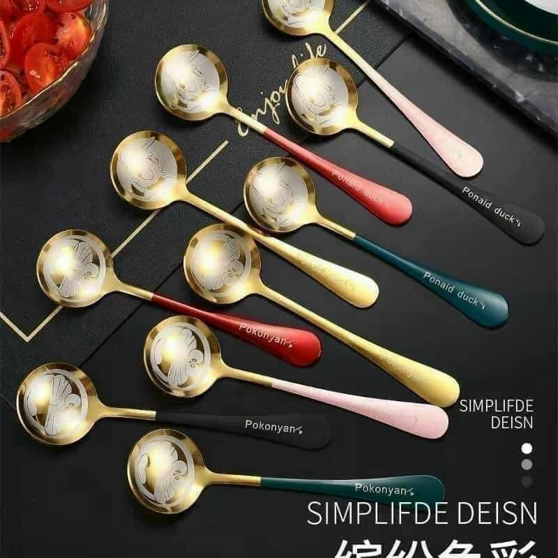 SET 4 THÌA DOREMON NHIỀU MÀU IN HÌNH CHÌM ĐÁNG YÊU