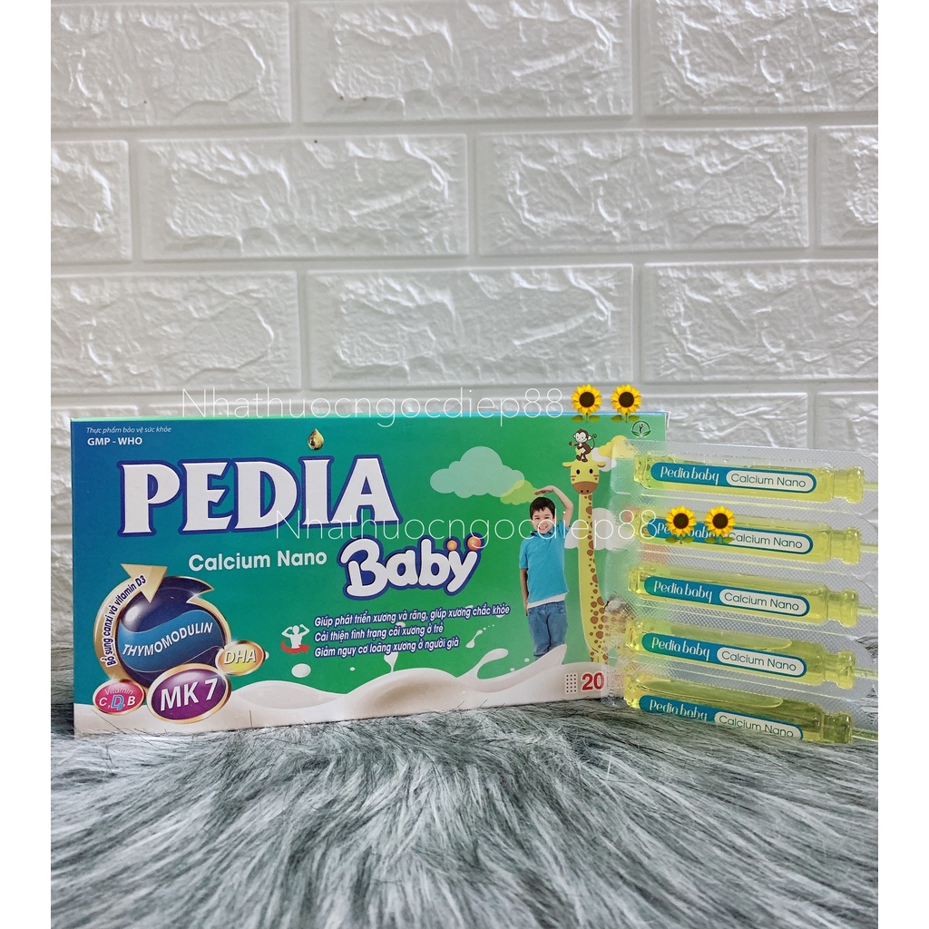 Pedia baby Calcium Nano bổ sung canxi,vitamin D3 và DHA giúp trẻ phát triền chiều cao, tăng đề kháng, phát triển trí não
