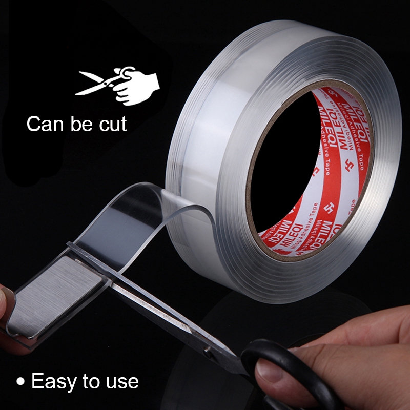 Cuộn Băng Keo Hai Mặt Nano Dày 2mm Dài 5M Không Để Lại Dấu Vết Có Thể Tháo Rời
