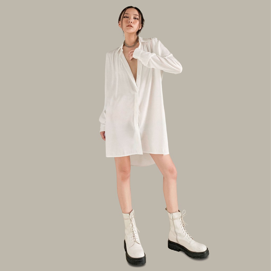 Váy sơ mi trắng oversize FETISH-W SHIRT DRESS
