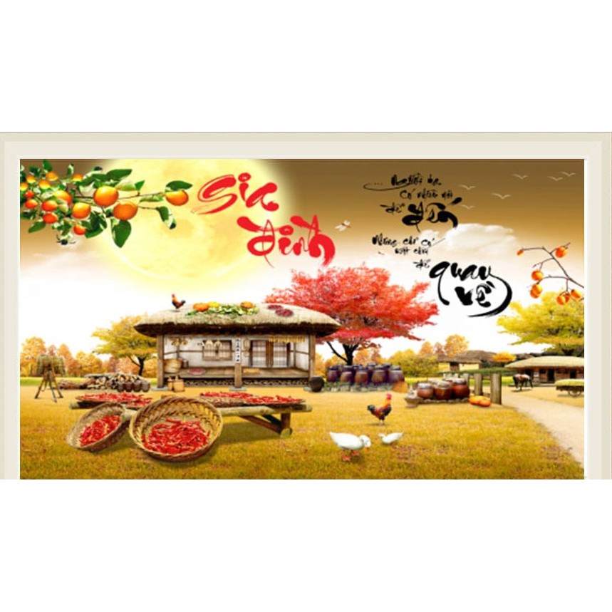 Tranh thêu chữ thập Gia Đình kt 63x47cm