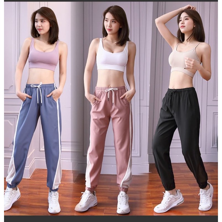 quần jogger thể thao tập gym yoga nữ lưới gấu hàng QC