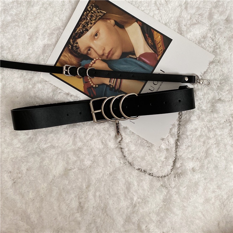 Thắt Lưng Phối Dây Xích Chéo Phong Cách Âu Mỹ Cá Tính