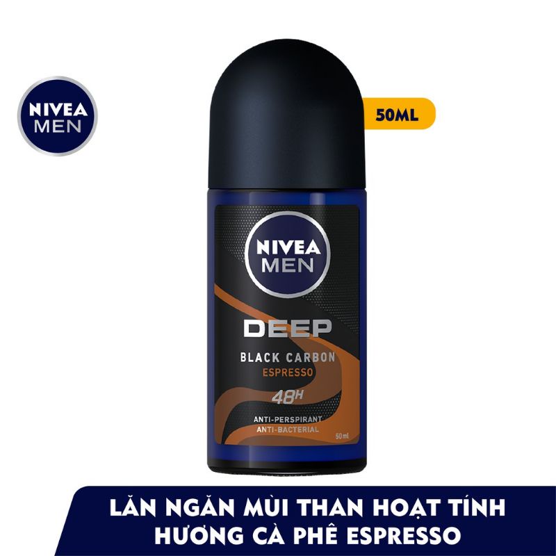 Lăn khử mùi Nivea Men Deep than hoạt tính 50ml