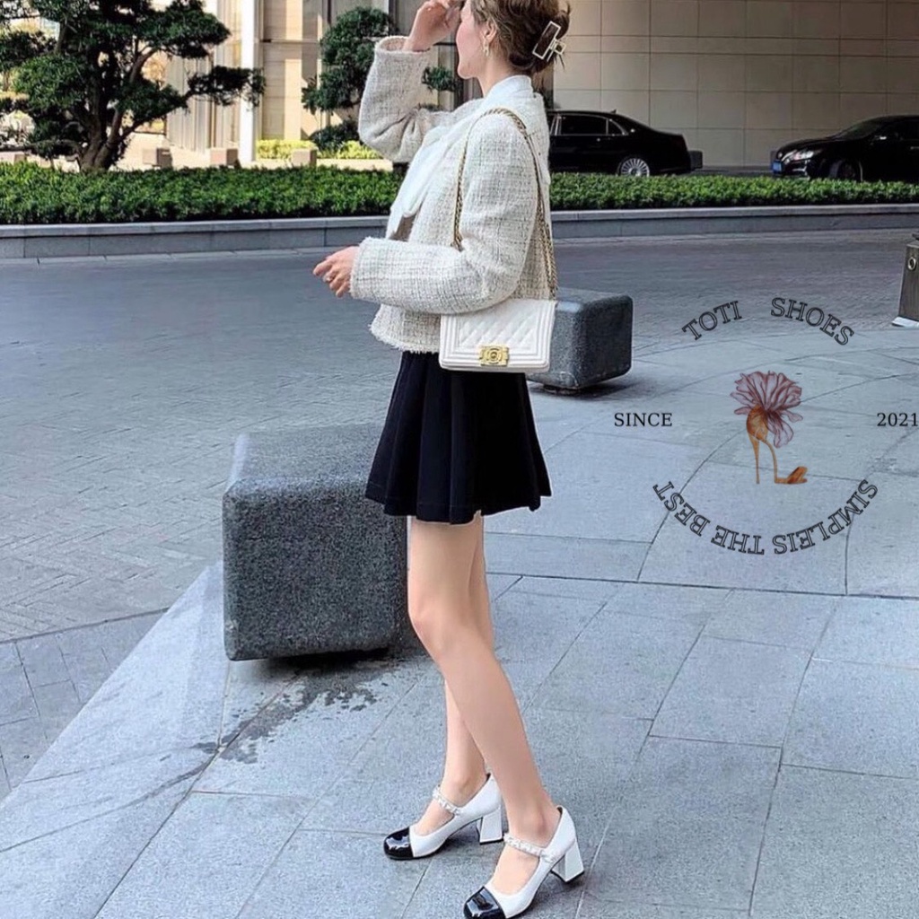 GIÀY NỮ TOTIIE STORE - SỤC BÚP BÊ MŨI TRÒN THỜI TRANG - GIÀY BÍT MŨI QUAI DÁN XÍCH BẠC G2202160