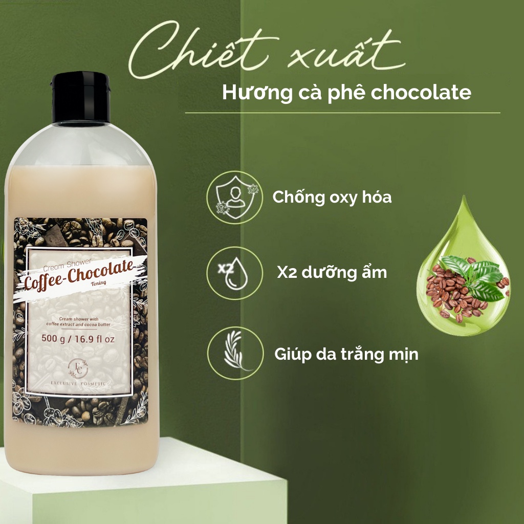 Sữa tắm chiết xuất cà phê & Chocolate EXCLUSIVE COSMETIC Cream Shower Coffee Chocolate 500ml