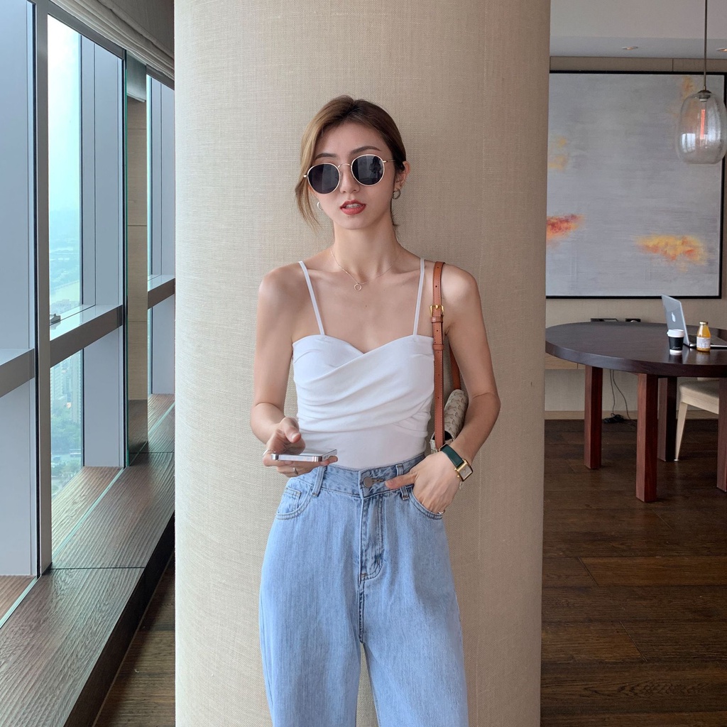 DUNEA Áo Hai Dây Croptop Có Đệm Ngực 3.8 Thời Trang Cho Nữ