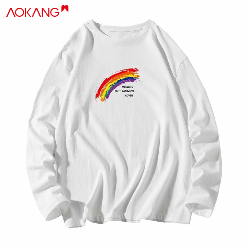 Áo thun AOKANG tay dài cổ tròn in hình thời trang dành cho nam