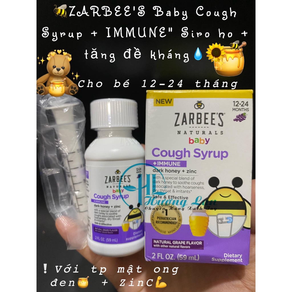 Hộp Đựng Siro Con Ong Zarbee Dark Honey + ZinC Naturals Baby Syrup