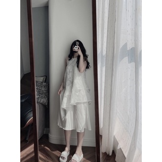 Váy trắng gấm xoè tầng mimee