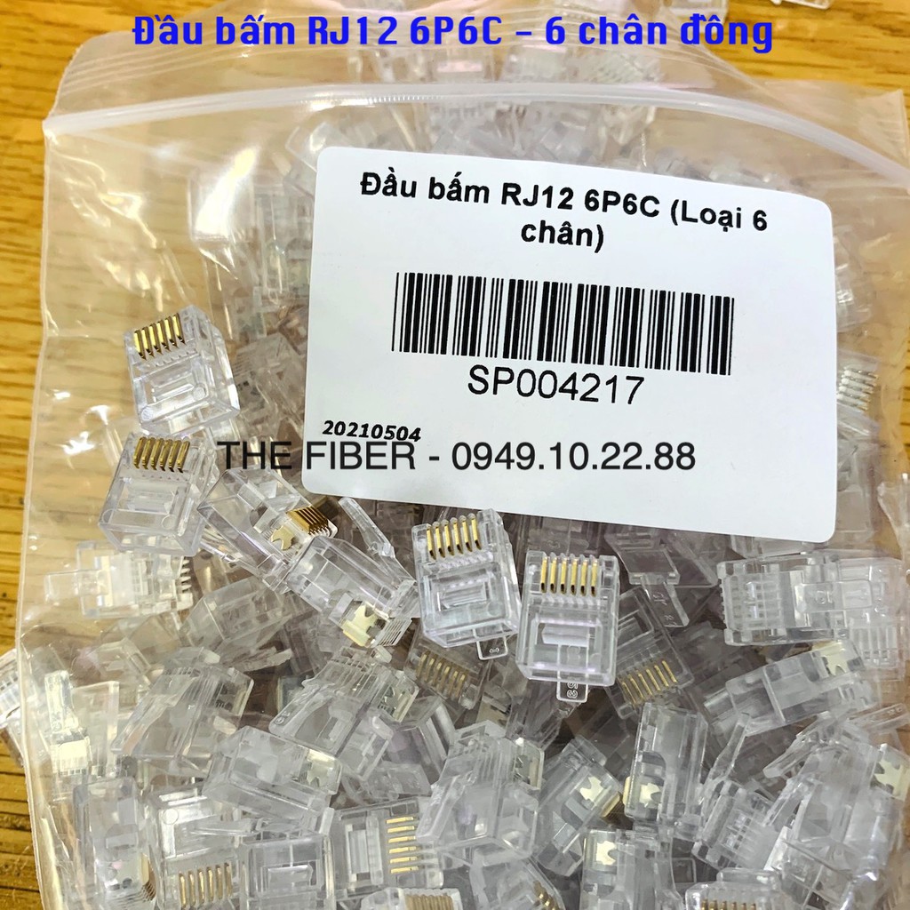 Bịch 20 đầu nối dây điện thoại RJ12 6P6C