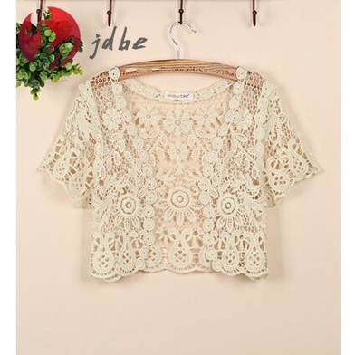 Áo Khoác Cardigan Ren Xuyên Thấu Ngắn Tay Thời Trang Mùa Hè Dành Cho Nữ 2022