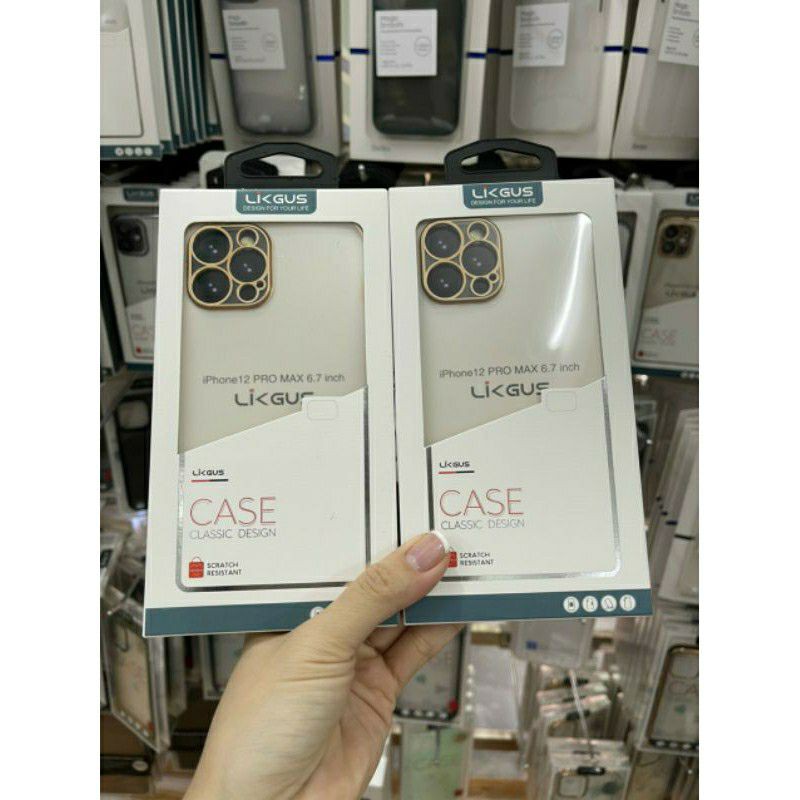 Ốp lưng nhám viền màu bảo vệ cam iPhone 11 11 Pro 11 Pro Max 12 Mini  12 Pro Max chính hãng Likgus lưng mờ chống vân tay