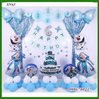 [ Tặng Bơm + Băng Dính ] Set Bóng Trang Trí Sinh Nhật Happy Birthday Hình ELSA