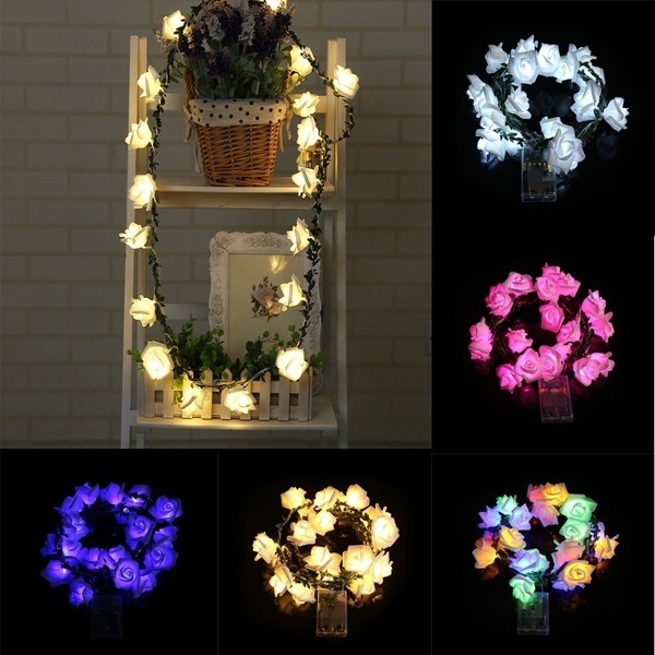 Dây Đèn LED 1.2M / 2.2M Hình Hoa Hồng Sử Dụng Pin Trang Trí Giáng Sinh / Lễ Tình Nhân