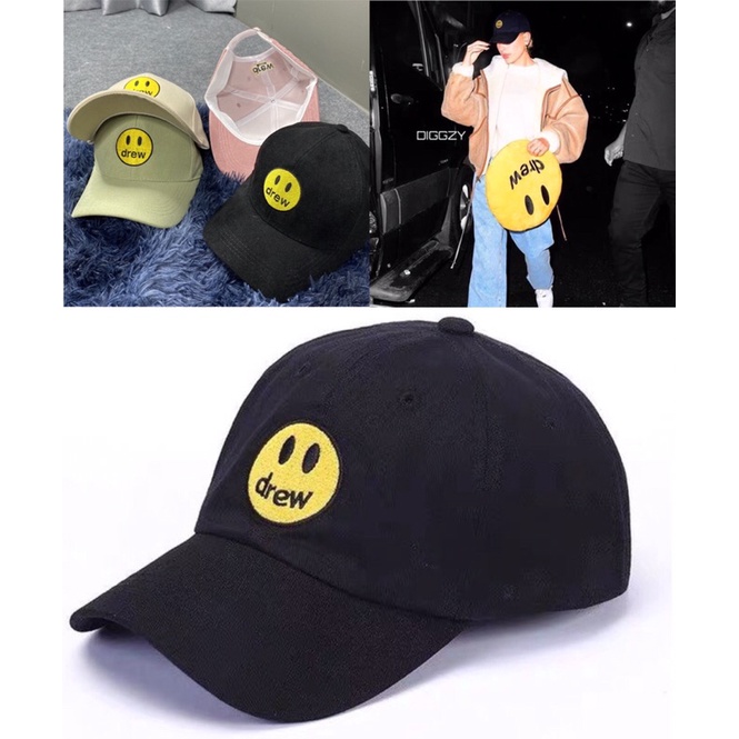 Mũ lưỡi trai thêu hình mặt cười DREW chất kaki cao cấp, dày dặn form unisex nam nữ
