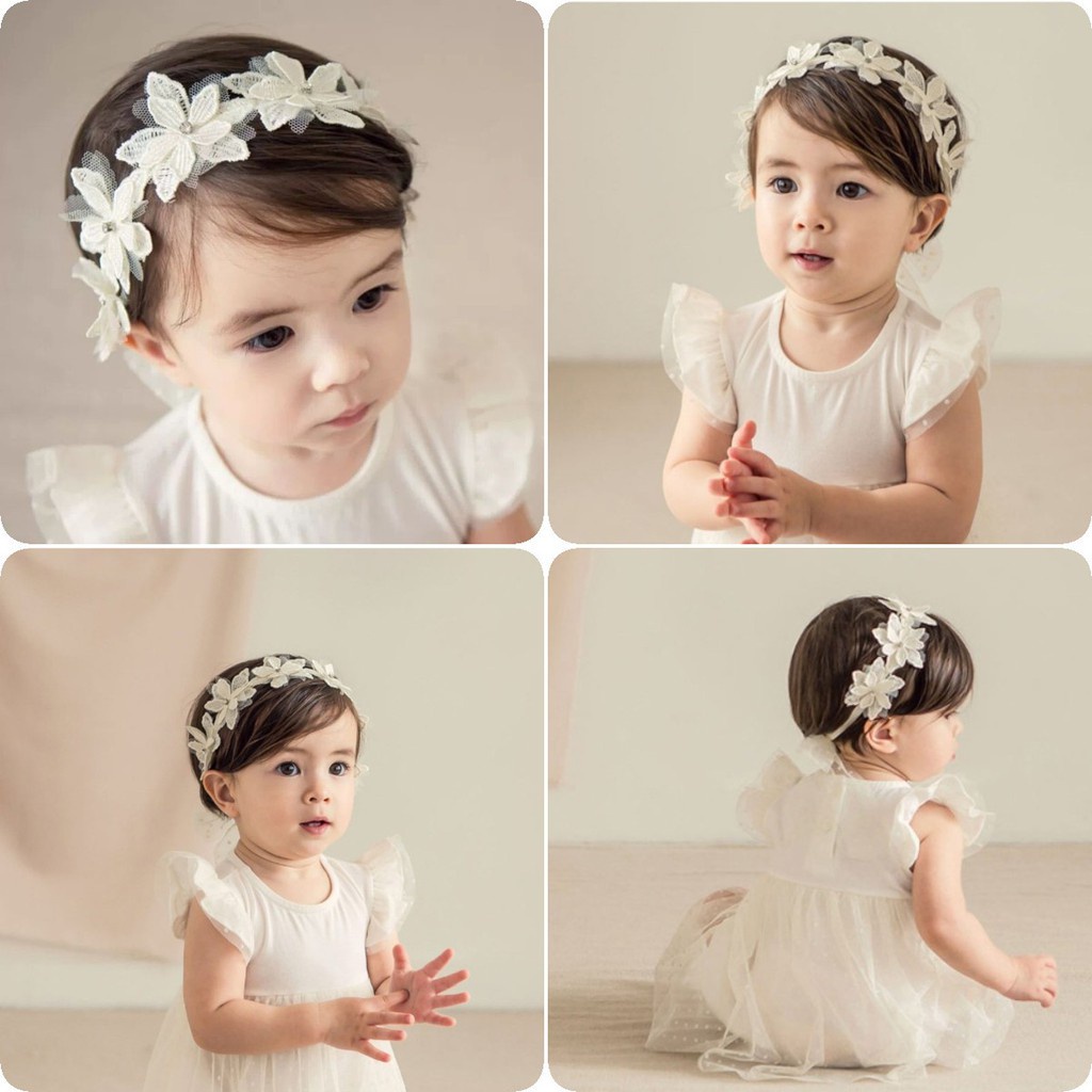 Băng Đô Ren Phong Cách Hàn Quốc Ngọt Ngào Cho Bé Gái 0373