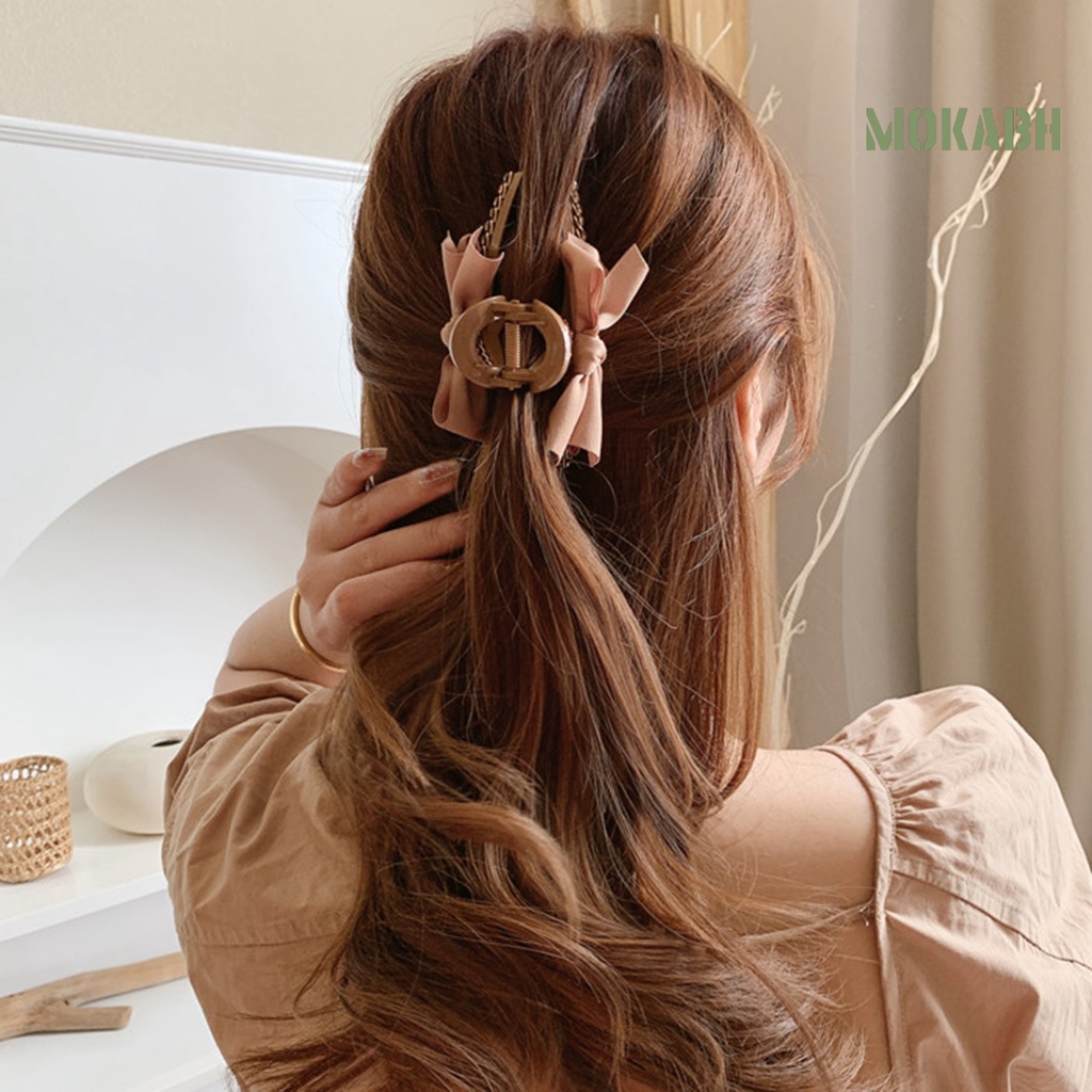 Kẹp Tóc Càng Cua Đính Đá Màu Trơn Chống Rơi Cho Nữ