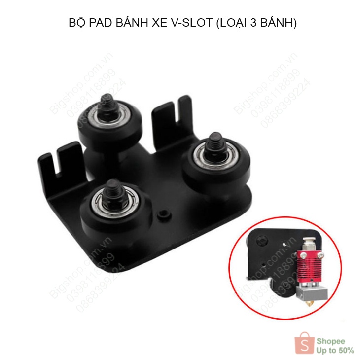 Bộ PAD trượt CR-10 loại 3 bánh xe V-slot CS10 dùng cho thanh nhôm định hình 2020