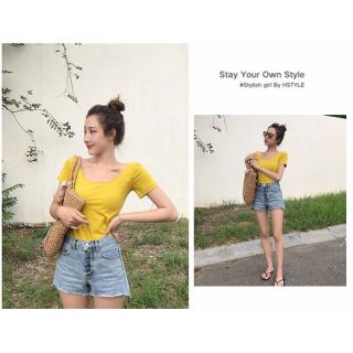 Áo thun trơn trễ vai