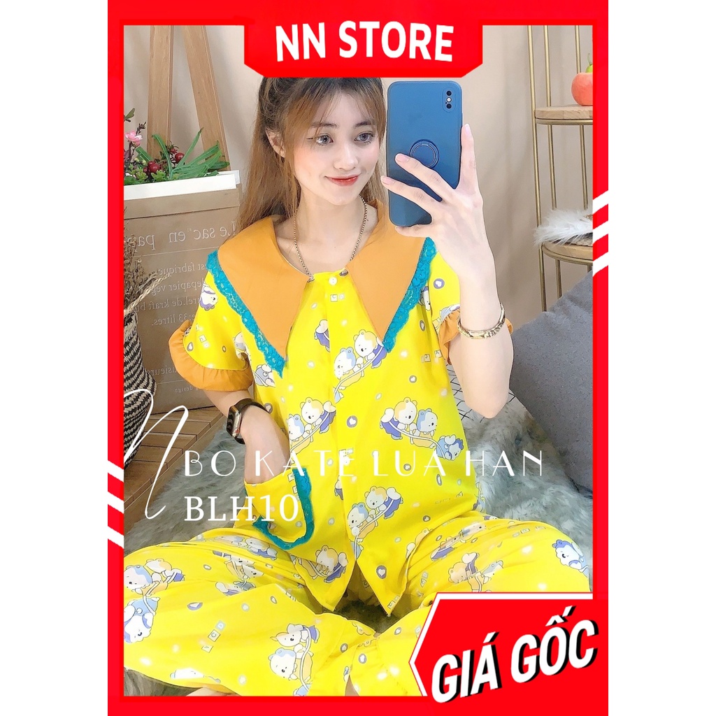 Đồ bộ nữ mặc nhà chất kate lụa siêu mềm mịn in hình bò sữa chuột Mickey Doremon Gấu in hoạt hình dễ thương BLH lụa hàn